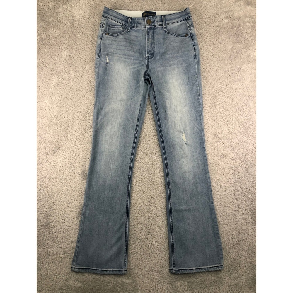 Democracy Jeans Women 8 (29x31.5) Blue Bootcut Ab"solution Distressed Stretch
